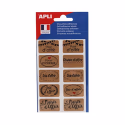 Etiquettes - Plaisir doffrir - Kraft - 20 x 32 mm - Cadeau - Bouquet de fleur - Apli