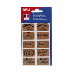Etiquettes - Plaisir doffrir - Kraft - 20 x 32 mm - Cadeau - Bouquet de fleur - Apli