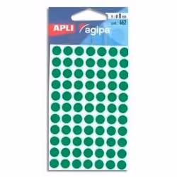 Pastilles rondes 8mm couleur vert - AGIPA - Marquage de documents - Plannings - Inventaires