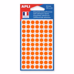Étiquettes Gommettes - AGIPA - 8 mm - Orange - Adhésif permanent - Mixte