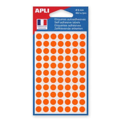 Étiquettes Gommettes - AGIPA - 8 mm - Orange - Adhésif permanent - Mixte