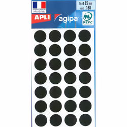 Pastilles de signalisation - AGIPA - 15 mm - 168 pièces - Rondes - Noir
