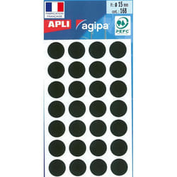 Pastilles de signalisation - AGIPA - 15 mm - 168 pièces - Rondes - Noir