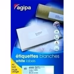 Agipa White Multipurpose 100 A4 105 x 42, Blanc, A4, 105 mm, 42 mm, 1400 pièce(s), 14 feuilles