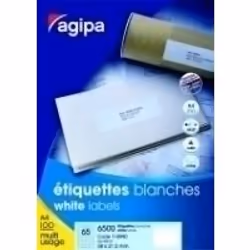 Agipa White Multipurpose 100 A4 70 x 37, Blanc, A4, 70 mm, 37 mm, 2400 pièce(s), 24 feuilles