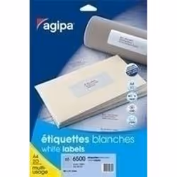 Agipa White Multipurpose 20 A4 99,1 x 38,1, Blanc, A4, 99,1 mm, 38,1 mm, 280 pièce(s), 14 feuilles