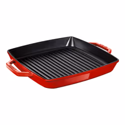 Staub 40511-784-0, Carré, Poêle grill, Noir, Rouge, émail, Fonte, France