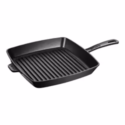 Staub Grill Pans, Carré, Poêle grill, Noir, émail, -20 °C, 260 °C