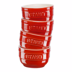 Staub Ceramique, Ensemble de bols, Rond, Vitrocéramique, Rouge, 0,2 L, 4 personne(s)