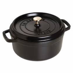 Staub La Cocotte, Plat à cuisson, Rond, Fonte, Vitrocéramique, Gaz, Halogène, Induction, Noir, -20 - 260 °C