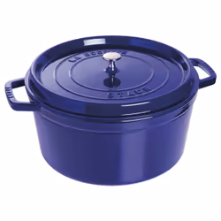 ZWILLING STAUB LA COCOTTE, Plat à cuisson, Rond, Fonte, Vitrocéramique, Gaz, Halogène, Induction, Plaque étanche, Bleu, dark- ...