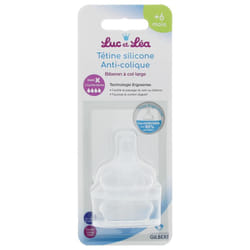 Luc et Léa Ergosense Tétines Silicone Anti-Colique 6 Mois et + 2 tétines