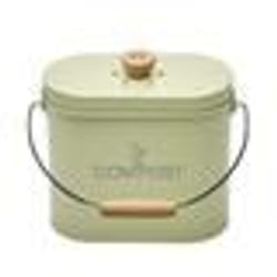 Composteur de cuisine ovale en métal avec filtre 3 litres vert pastel