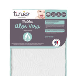 Matelas bébé 60x120x10cm Aloe vera TINEO - Peau Sensible - Propriétés Anti Bactériennes/Allergènes - Apaisant - Fabriqué En France