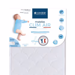 Candide - Matelas 70x140 cm pour lit bébé Clim air ventilé - Face été/Face Hiver