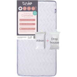 Matelas bébé climatisé - 70 x 140 cm - Epaisseur 11 cm - Avec Drap housse et Alèse - TINEO