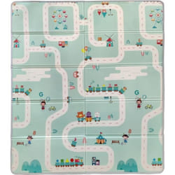 Maxi tapis déveil réversible - TINEO - 150 x 180 cm - Facade animaux / Circuit de voitures