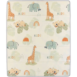 Maxi tapis déveil - TINEO - Réversible - 150 x 180 cm - Face animaux / Face circuit de voiture