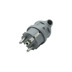 Fiche électrique mâle 2 pôles + terre connexion sur le côté, 16 a gris