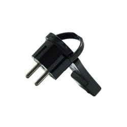 Fiche électrique plate mâle 2 pôles + terre, 16 a, noir - Sans Marque