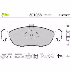 Plaquette de frein gamme first Peugeot 206 - VALEO - 301038