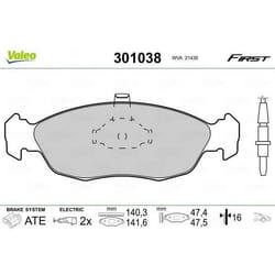 Plaquette de frein gamme first Peugeot 206 - VALEO - 301038