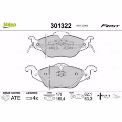 Plaquette de frein gamme first Opel astra g - VALEO - 301322