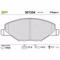 Plaquette de frein gamme first Skoda fabia - VALEO - 301354