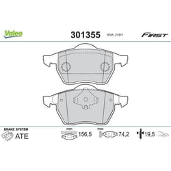 Plaquette de frein gamme first Audi A4 serie 1 - VALEO - 301355