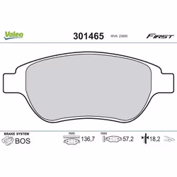 Plaquette de frein gamme first Peugeot 1007 - VALEO - 301465