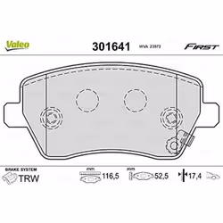 Plaquette de frein gamme first Dacia duster - VALEO - 301641