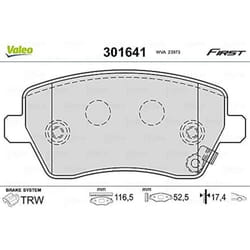 Plaquette de frein gamme first Dacia duster - VALEO - 301641