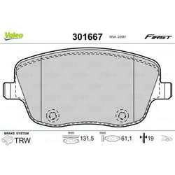 Plaquette de frein gamme first Skoda fabia - VALEO - 301667