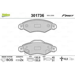 Plaquette de frein gamme first Toyota yaris - VALEO - 301736