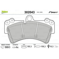 Plaquette de frein gamme first pors cayenne 09.02> fr - VALEO - 302043