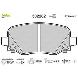 Plaquette de frein gamme first Fiat 500 x 09.14> RR - VALEO - 302202