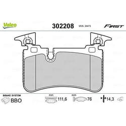 Plaquette de frein gamme first Mercedesc c63 04.06>01.14 RR - VALEO - 302208