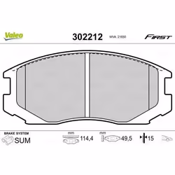 Plaquette de frein gamme first Daihatsu terios - VALEO - 302212