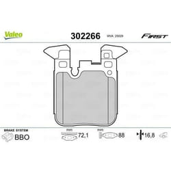Plaquette de frein gamme first BMW 1 series 07.12> - VALEO - 302266