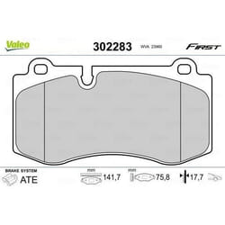 Plaquette de frein gamme first Mercedesclasse Ce s 06.09> - VALEO - 302283