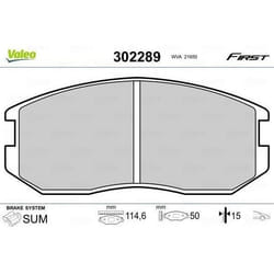 Plaquette de frein gamme first mits colt 11.95>05.00 - VALEO - 302289