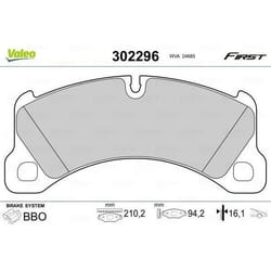 Plaquette de frein gamme first Volskwagen touareg 07.14> - VALEO - 302296