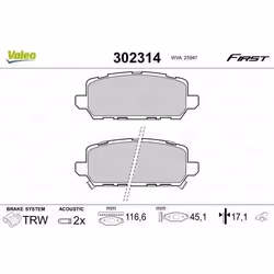 Plaquette de frein gamme first Honda hr-v II 07.15> RR - VALEO - 302314