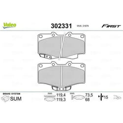 Plaquette de frein gamme first Toyota lcruiser 04.96> - VALEO - 302331