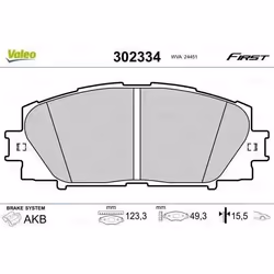 Plaquette de frein gamme first Toyota prius 03.2015> - VALEO - 302334