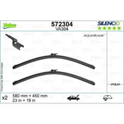 Balai d'essuie-glace VALEO 572304, AquaBlade, 580+450mm, Avant, 2 pièce
