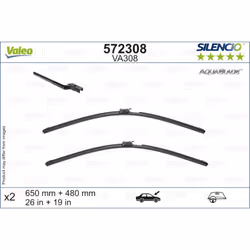 Balai d'essuie-glace VALEO 572308, Silencio AquaBlade VA308, 650+480mm, 2 pièce - Vue supplémentaire 4