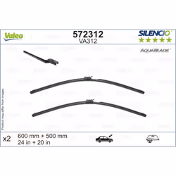 Balai d'essuie-glace VALEO 572312, Silencio AquaBlade VA312, 600+500mm, 2 pièce - Vue supplémentaire 4