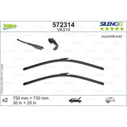 Balai d'essuie-glace VALEO 572314, Silencio AquaBlade, 750+730mm, Avant, 2 pièce