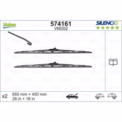 Balai d'essuie-glace VALEO 574161, Silencio VM202, 650+450mm, Avant, 2 pièce - Vue supplémentaire 4